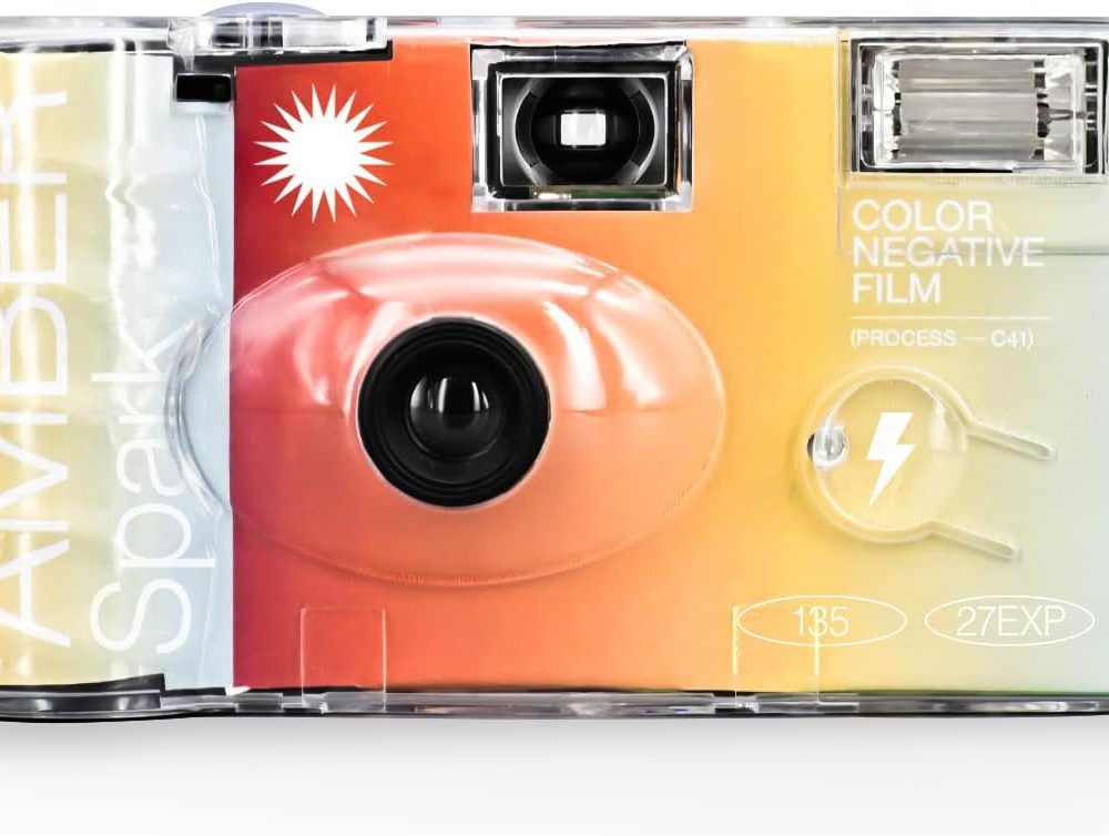 Amber Spark 35mm Disposable Film Camera 27exp, Color Negative Film, Focus Free, Easy to Use, Built in Flash, Single Use (Film and Battery Included)