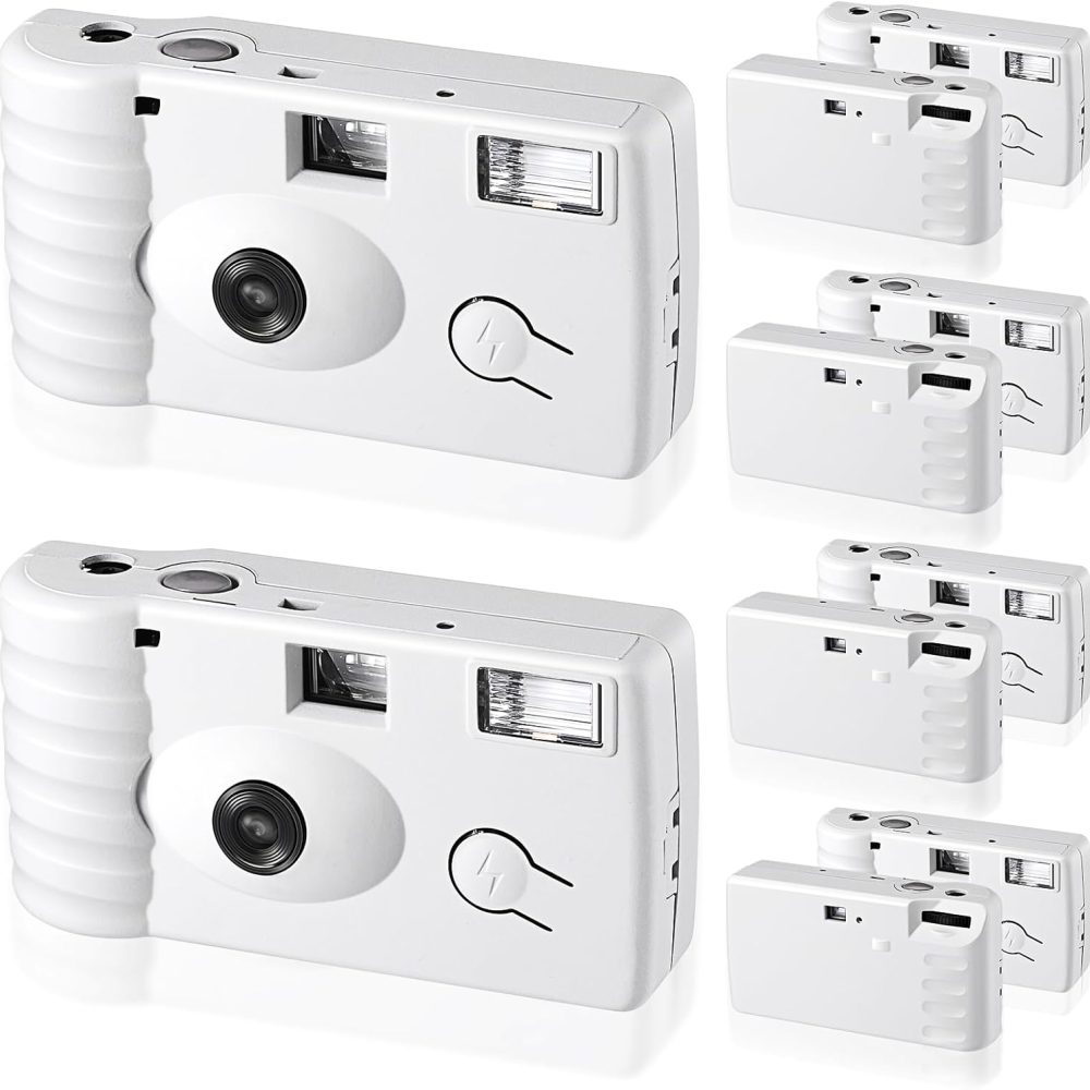 Treela 6 Pack of Disposable Camera for Wedding Bulk Bachelorette Single Use Flash 35mm 17 Film 200iso Camera for Birthday Concert Travel Anniversary Party Supply Favor Vacation Gift (White,Classic)